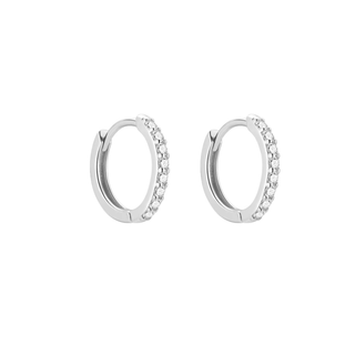 Silver 8mm CZ Huggie Hoop Earrings