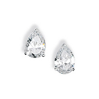 Silver 8x5mm Pear CZ Studs