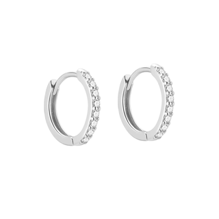 Silver 9mm CZ Huggie Hoop Earrings