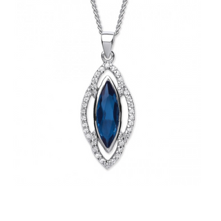 Silver Blue Marquise Crystal Necklace