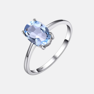 Sterling Silver Oval Blue Topaz Ring