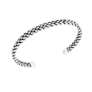 Silver Oxidised Braided Cuff Bangle