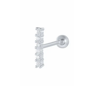 Silver CZ Bar Cartilage Stud