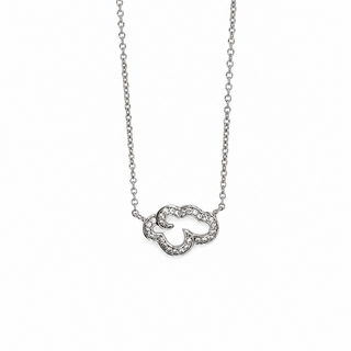 Silver necklace with a cloud-shaped pendant on a white background