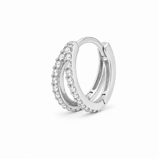 Silver CZ Double Row Single Hoop