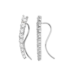 Silver Graduated CZ Ear Crawlers