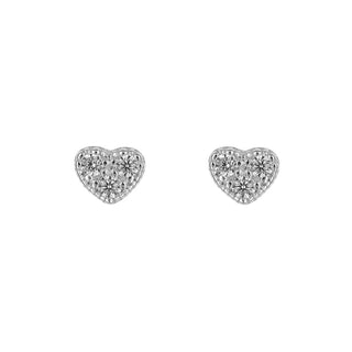 Silver CZ Heart Stud Earrings