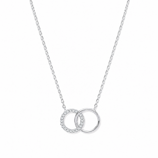 Silver CZ Interlinking Circles Necklace