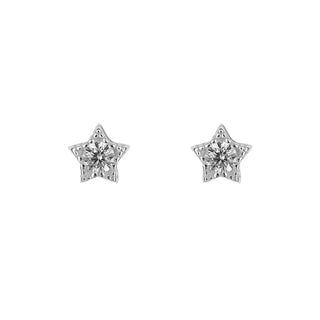 Silver CZ Star Stud Earrings