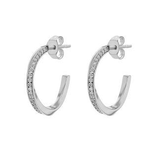 Silver CZ Twisted Half Hoops Hoops