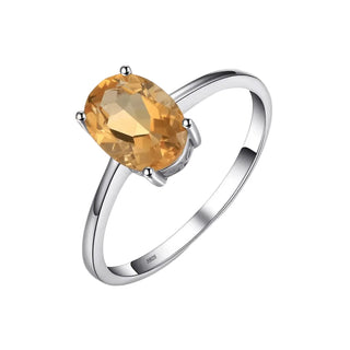 Silver Oval Citrine Ring