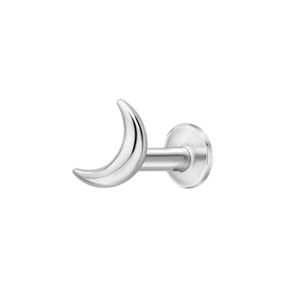 Silver Crescent Moon Labret Cartilage Stud