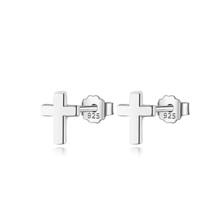 Silver Small Cross Stud Earrings