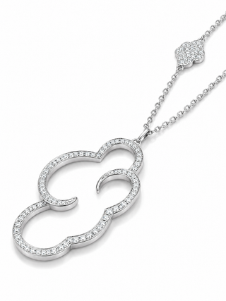 Silver necklace with a unique pendant on a white background