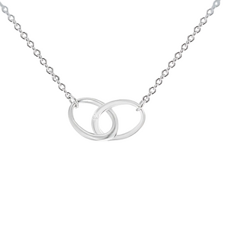 Silver Diamond Set Interlinking Oval Necklace