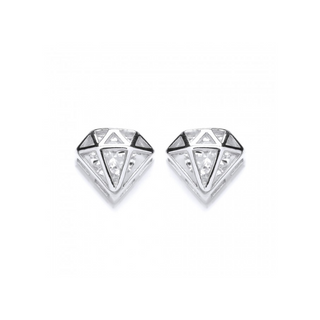 Silver Diamond Shaped Cage CZ Studs