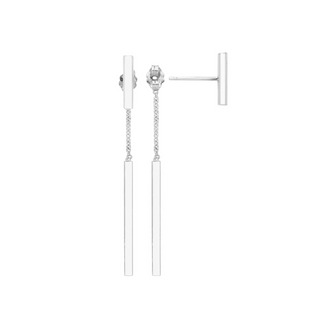 A pair of silver double bar drop earrings with chain detailing.