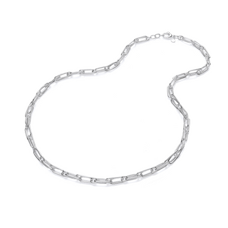 Silver Double Oval Link Necklace