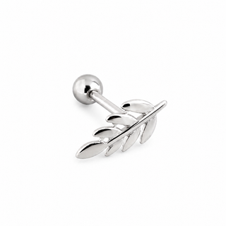 Silver Fern Leaf Cartilage Stud