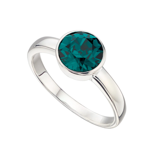 Silver Green Crystal Rubover Ring