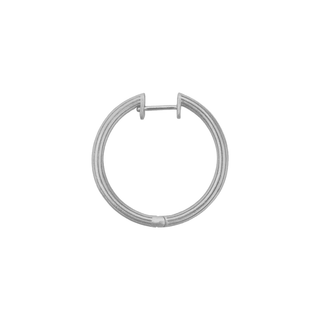 Silver hoop earring on a white background