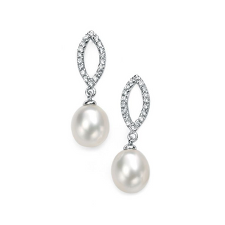 Silver Freshwater Pearl CZ Drops