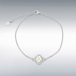 Silver Mother of Pearl Petal Bracelet