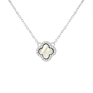 Silver Mother of Pearl Clover Necklace