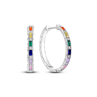 Silver Multi-Colour CZ Hoop Earrings