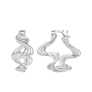 Silver Multi Strand Wave Hoop Earrings