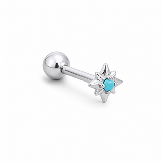 Silver North Star Turquoise Cartilage Stud