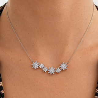 Silver Nova CZ Star Bar Necklace