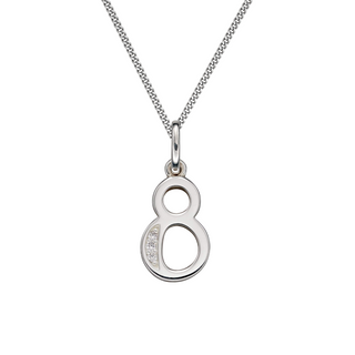 Silver CZ Number 8 Pendant