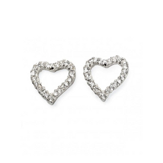 Silver Open CZ Open Heart Stud Earrings