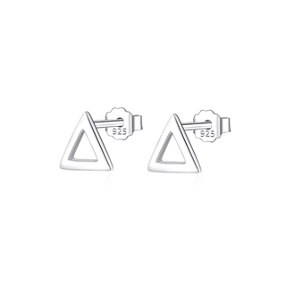 Silver Open Triangle Stud Earrings