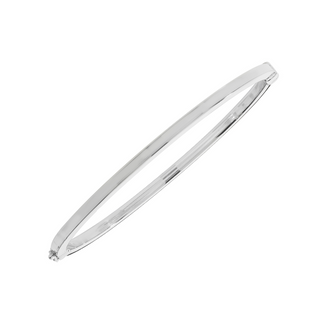 Silver Sqaured Tube Oval Hinged Bangle