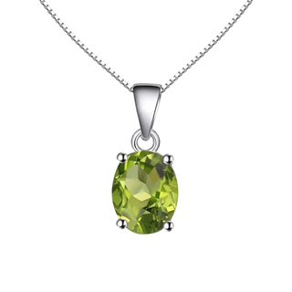Silver Oval Peridot Pendant