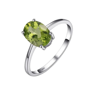 Silver Oval Peridot Ring