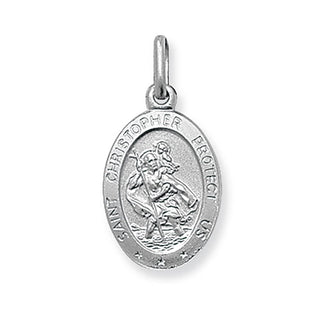 Silver Saint Christopher pendant on a white background