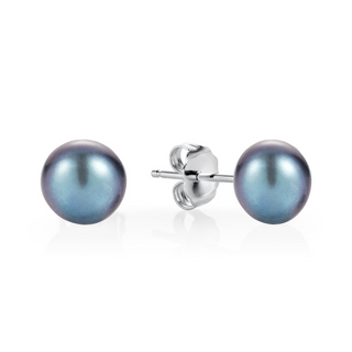 Silver Peacock Pearl Stud Earrings