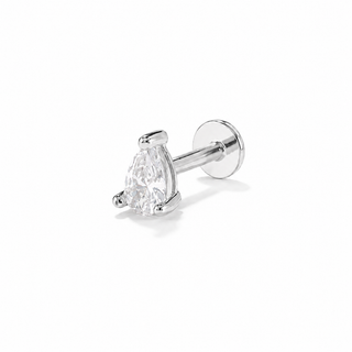 Silver Pear Cut CZ Cartilage Stud