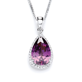 purple pear cz necklace