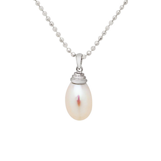 Silver Peregrina White Pearl Necklace