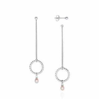 Silver Cirque Pearl Drop Earrings