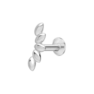 Silver Plain Navette Cluster Labret Stud