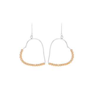 Silver & Rose Gold Heart Drop Earrings