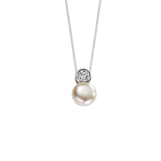 Silver Rubover CZ Pearl Pendant