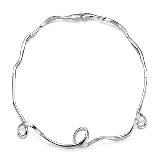 Silver Serenity Sculptural Statement Collar Necklace