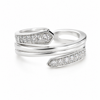 Silver Silk CZ Wrap Around Open Ring