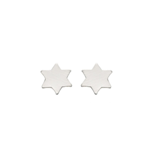 Silver star shaped earrings on a white background
